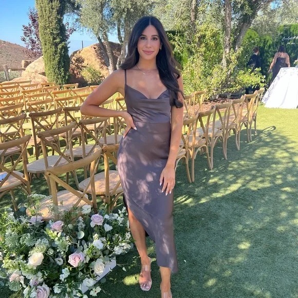 Cowl Neck Silk Midi Dresses